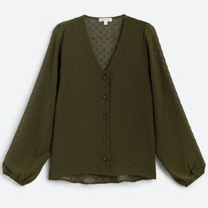 Nine Britton Olive Button-Up Blouse